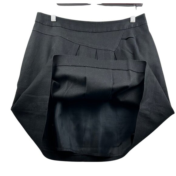 Tabitha Anthropologie Black Cotton Pleated Mini Skirt Career Style Sz 8 - Picture 6 of 8